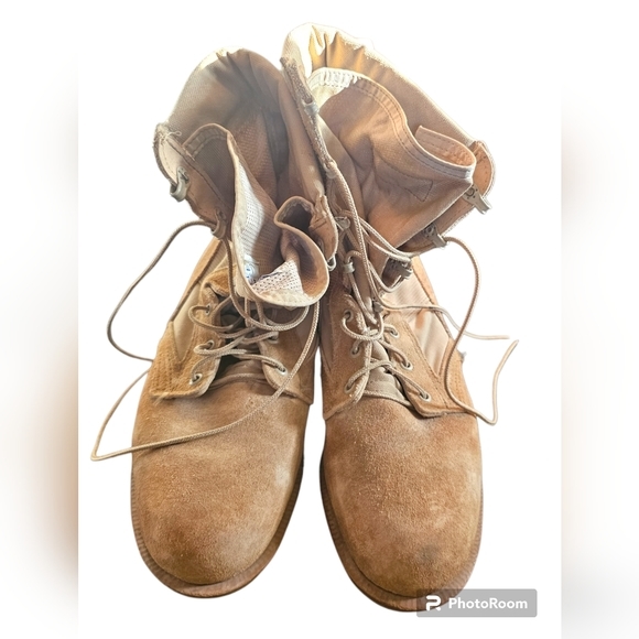 BELLEVILLE Combat Sand Tan Mens 9.5W USA Suede Oil Resistant Steel-Toe Boots - Picture 6 of 6